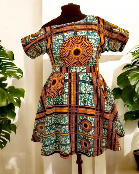 off shoulder dress design Flared Off Shoulder Dress – Nams Custom Designs
