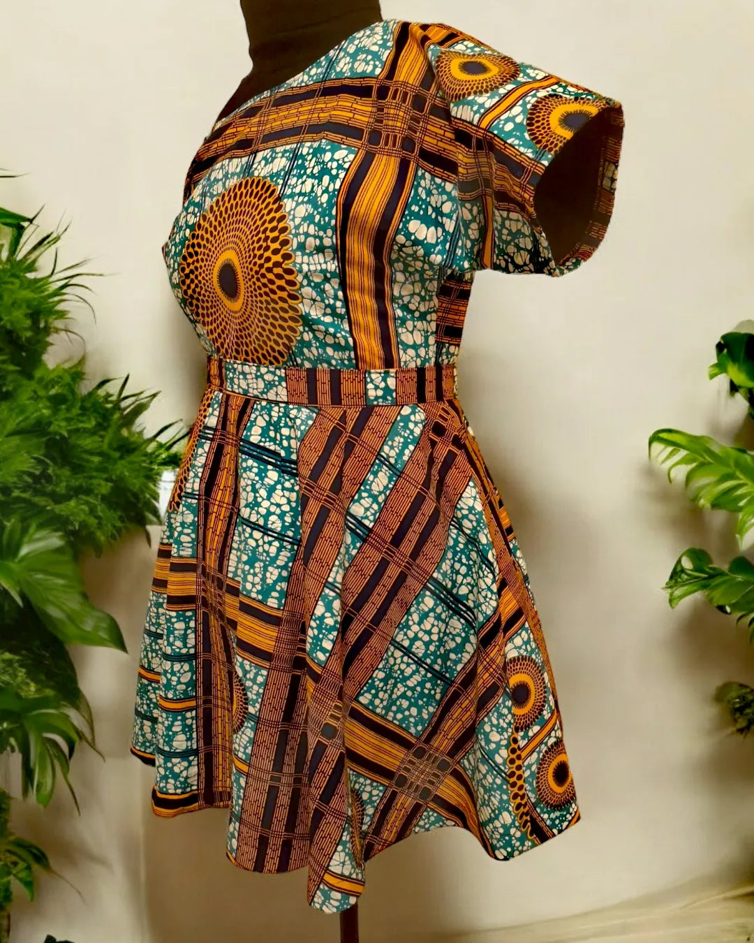 off shoulder african print dress Flared Off Shoulder Dress – Nams Custom Designs