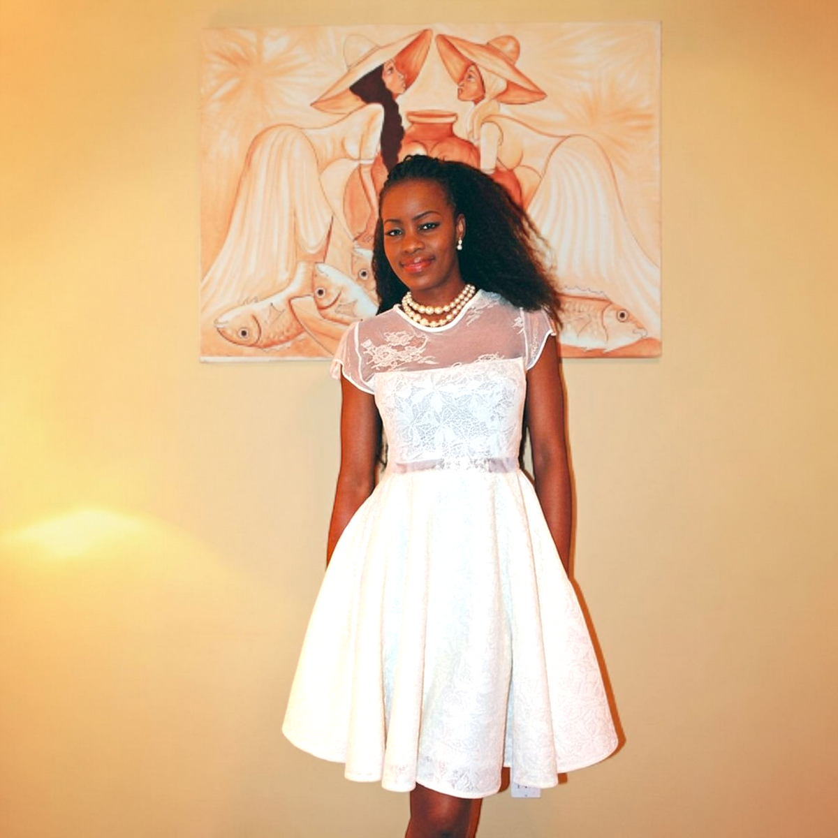 Ivory Flared Lace Dress – Nams Custom Designs