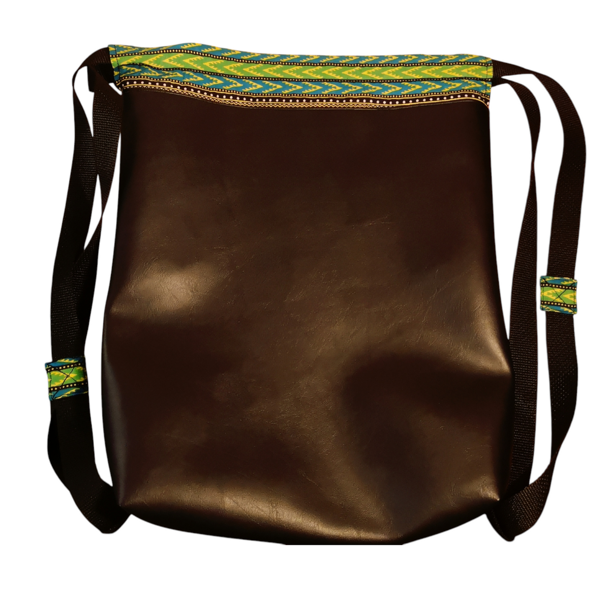 Adinkra Faux Leather Draw String Bag