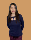 Navy Blue Sweater with Accessory
