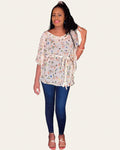 Floral Caftan Poncho Blouse